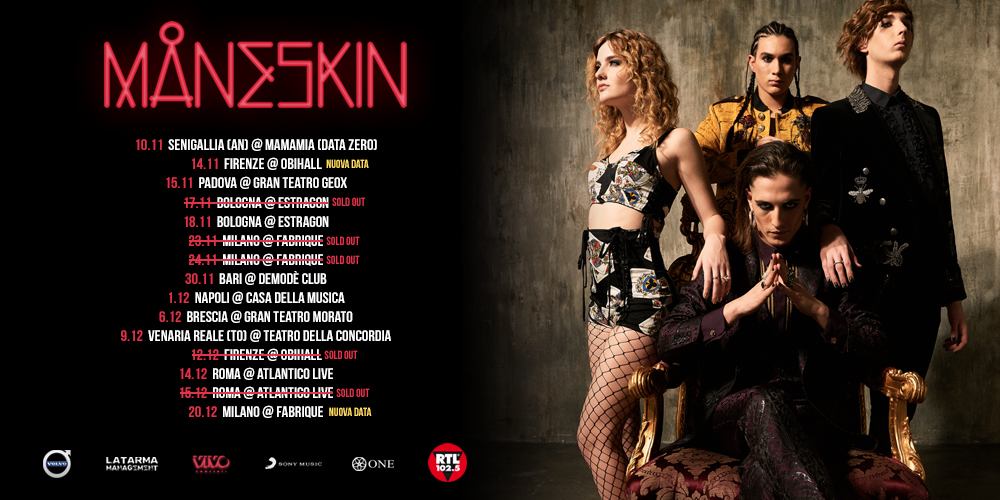 Maneskin: triplicano le date a Milano e raddoppiano quelle a Firenze