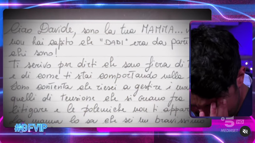 Gf Vip, Davide sorpresa inaspettata: quelle parole l’hanno colpito nel profondo