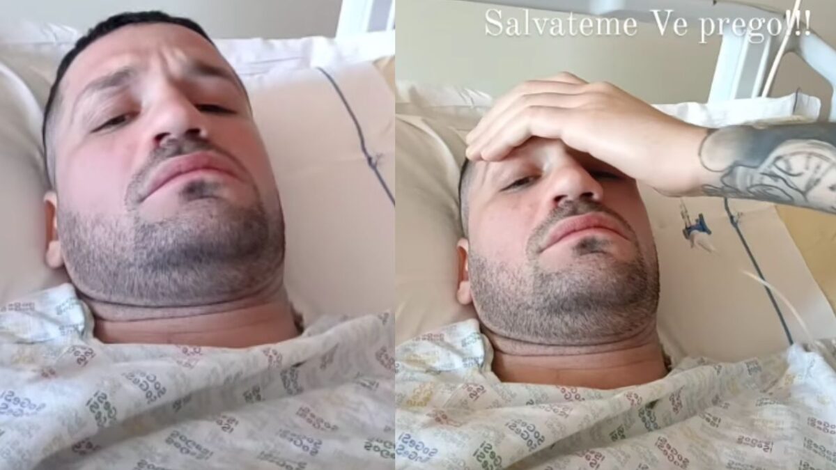 Gf Vip, Luca Salatino finisce in ospedale: foto e l’accorato appello “Aiutatemi vi prego”