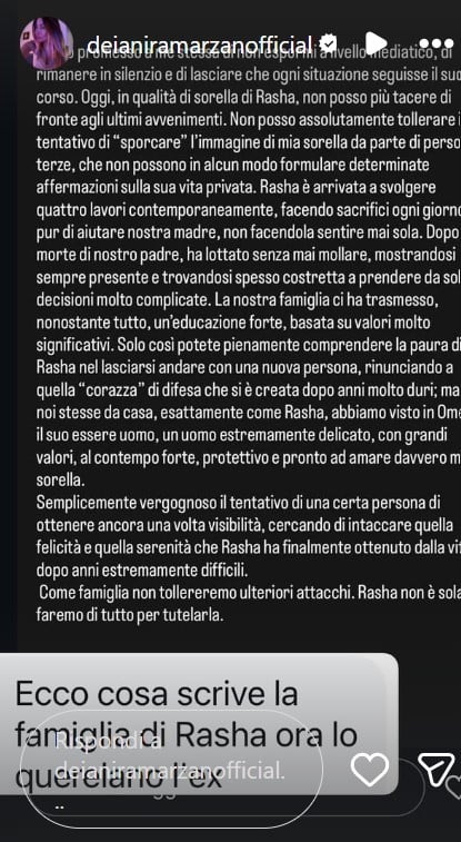 Grande Fratello, sorella di Rasha sbotta sui social contro l’ex fidanzato di lei: “Vergognoso” Grande Fratello, sorella di Rasha sbotta sui social contro l’ex fidanzato di lei: “Vergognoso”